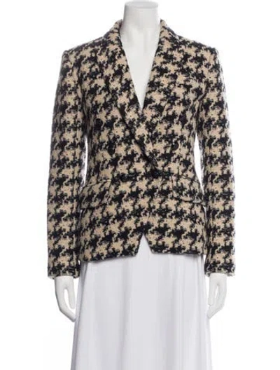 Pre-owned L'agence Houndstooth Print Blazer In Neutrals