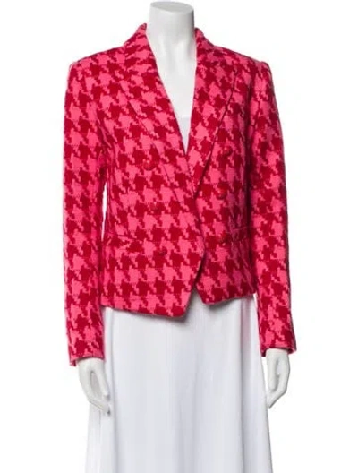 Pre-owned L'agence Houndstooth Print Blazer In Pink