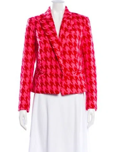 Pre-owned L'agence Houndstooth Print Blazer In Pink