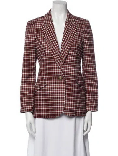 Pre-owned L'agence Houndstooth Print Blazer In Red