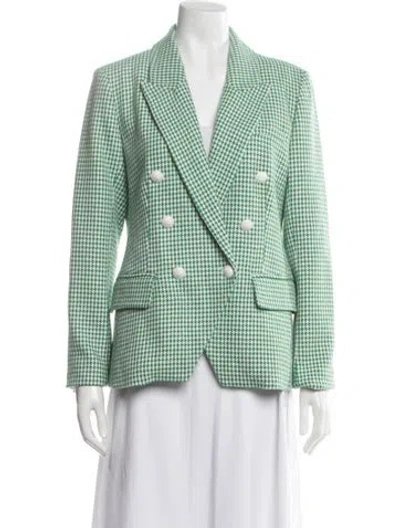Pre-owned L'agence Houndstooth Print Blazer W/ Tags In Green