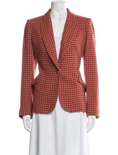 Pre-owned L'agence Houndstooth Print Blazer W/ Tags In Red