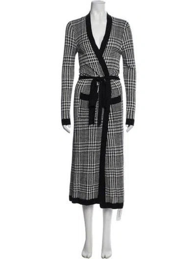 Pre-owned L'agence Houndstooth Print Coat In Black