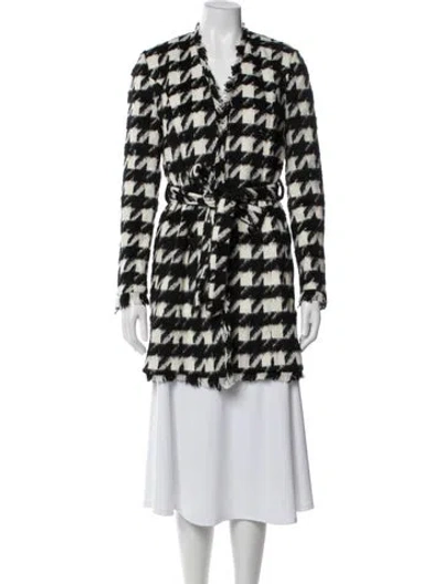 Pre-owned L'agence Houndstooth Print Coat In Black