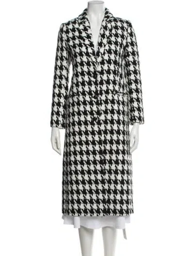 Pre-owned L'agence Houndstooth Print Coat In Black