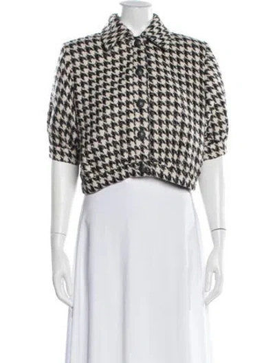 Pre-owned L'agence Houndstooth Print Jacket In Black