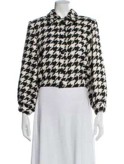Pre-owned L'agence Houndstooth Print Jacket W/ Tags In Black