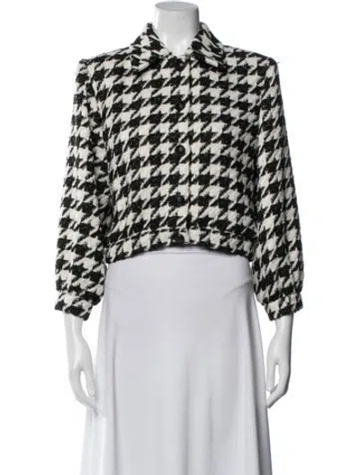 Pre-owned L'agence Houndstooth Print Jacket In White