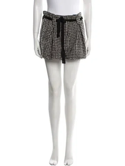 Pre-owned L'agence Houndstooth Print Mini Shorts In Black