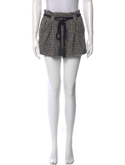 Pre-owned L'agence Houndstooth Print Mini Shorts In Black
