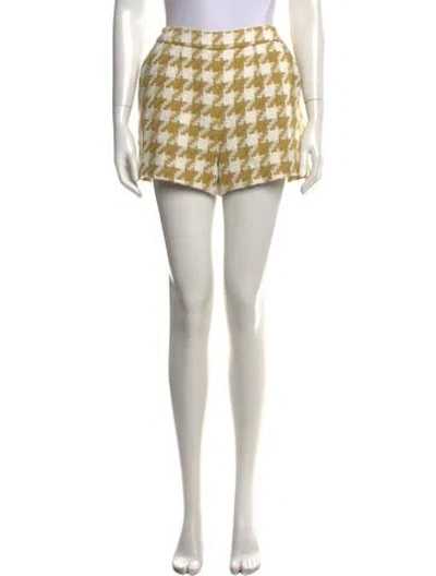 Pre-owned L'agence Houndstooth Print Mini Shorts In Neutrals