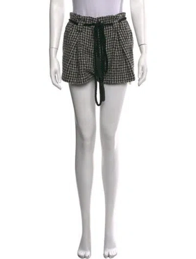 Pre-owned L'agence Houndstooth Print Mini Shorts In White