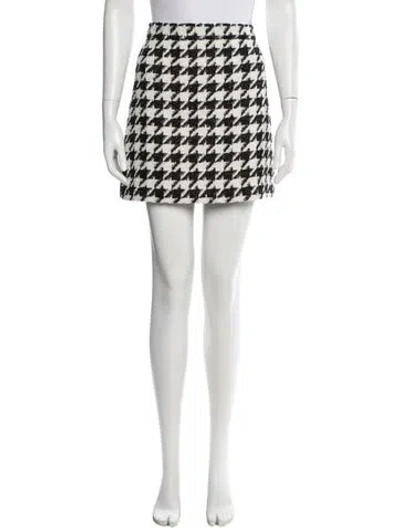 Pre-owned L'agence Houndstooth Print Mini Skirt In Black
