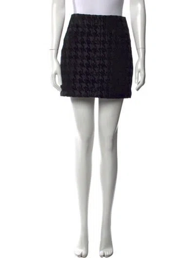 Pre-owned L'agence Houndstooth Print Mini Skirt In Black