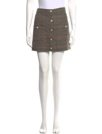 Pre-owned L'agence Houndstooth Print Mini Skirt In Brown