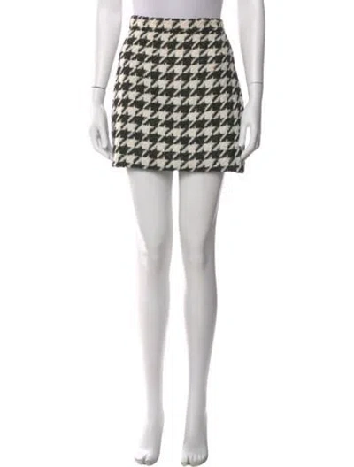 Pre-owned L'agence Houndstooth Print Mini Skirt In Multi