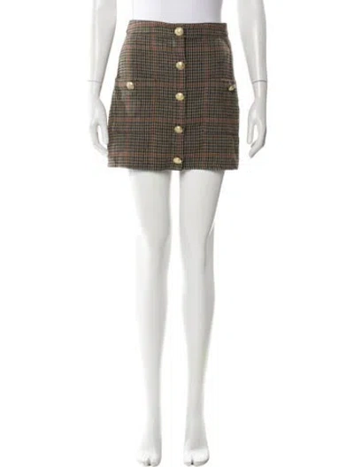 Pre-owned L'agence Houndstooth Print Mini Skirt In Neutral