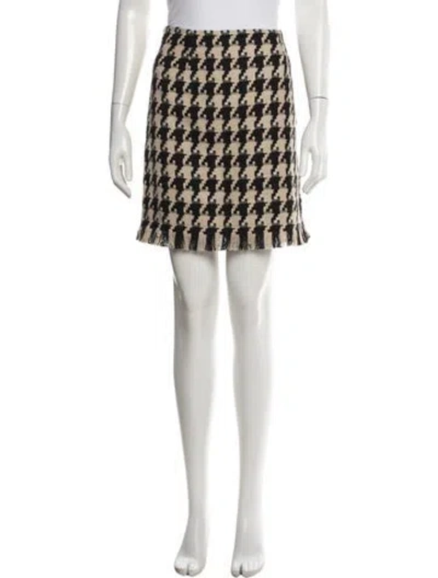 Pre-owned L'agence Houndstooth Print Mini Skirt In Neutral