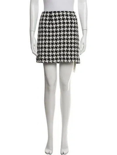 Pre-owned L'agence Houndstooth Print Mini Skirt In White