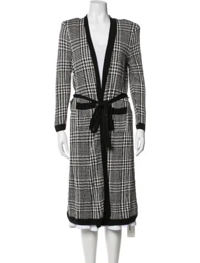 Pre-owned L'agence Houndstooth Print Robe In Black