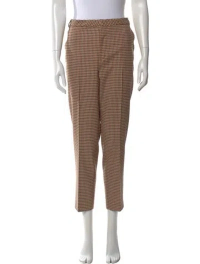 Pre-owned L'agence Houndstooth Print Straight Leg Pants In Brown