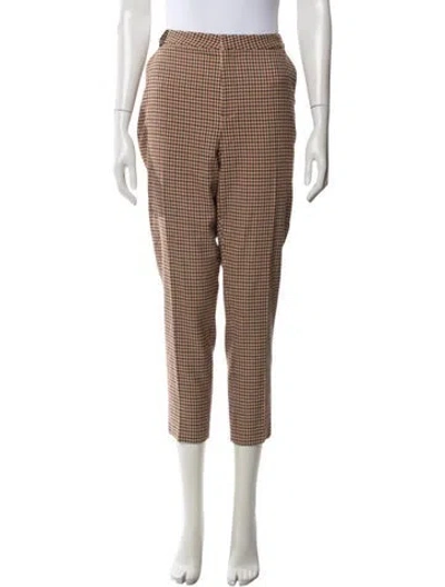 Pre-owned L'agence Houndstooth Print Straight Leg Pants In Brown