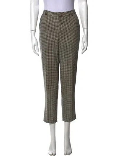 Pre-owned L'agence Houndstooth Print Straight Leg Pants In Neutrals