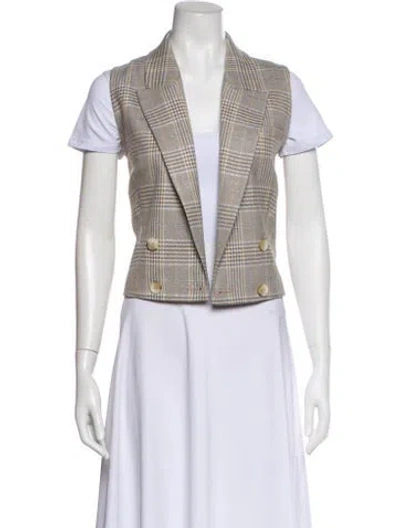 Pre-owned L'agence Houndstooth Print Vest In Neutral