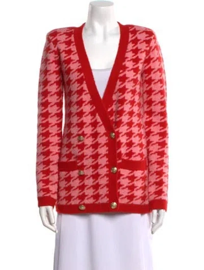 Pre-owned L'agence Houndstooth Print V-neck Sweater In Multi