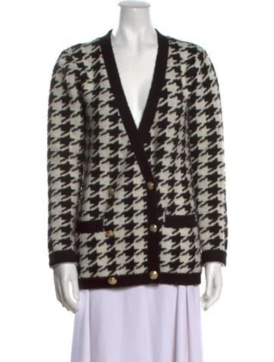 Pre-owned L'agence Houndstooth Print V-neck Sweater In Multi