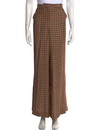 Pre-owned L'agence Houndstooth Print Wide Leg Pants In Brown