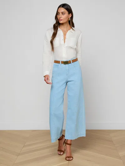 L'agence Houston Cropped Wide-leg Jean In Blue