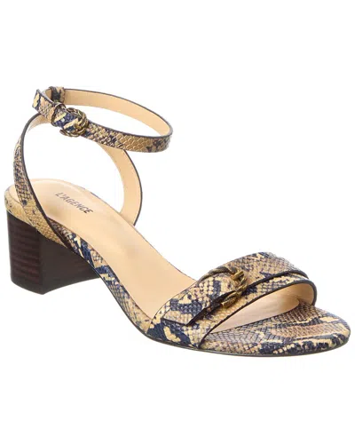 L'agence Hughette Snake-embossed Leather Sandal In Black
