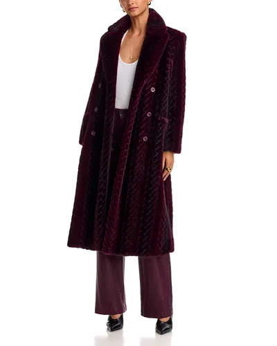 L'agence Icelyn Double Breasted Long Coat In Burgundy