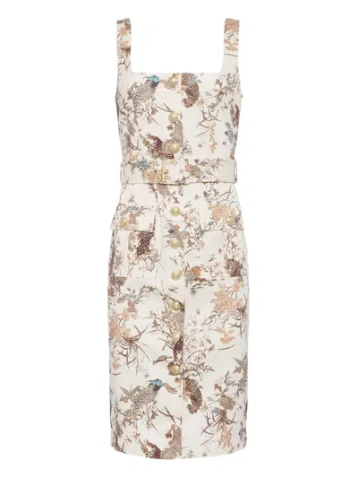 L'AGENCE IDY BIRD-PRINT BELTED DRESS