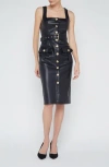 L'agence Idy Button Front Faux Leather Midi Dress In Multi