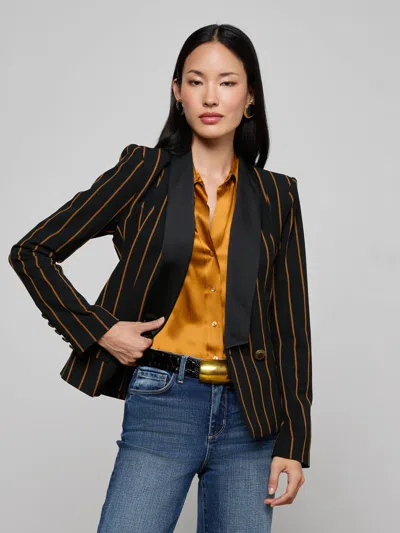 L'agence Imogen Satin Lapel Blazer In Multi
