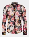 L'agence Dani Floral Print Silk Button-up Shirt In Multi