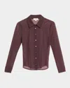 L'agence Indiana Fitted Mesh Blouse In Brown