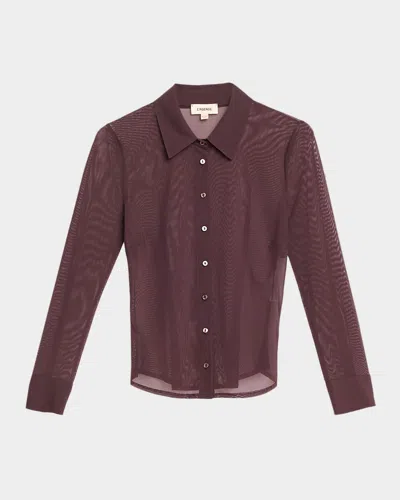 L'agence Indiana Fitted Mesh Blouse In Brown
