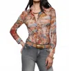 L'agence Indiana Mesh Blouse In Multi Collage In Multi
