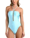 L'agence Indore Ring Solid Halter One Piece Swimsuit In Blue