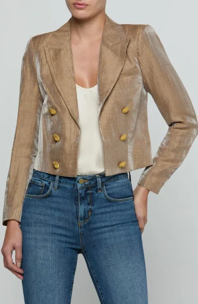 L'agence Inez Cropped Blazer In Brown