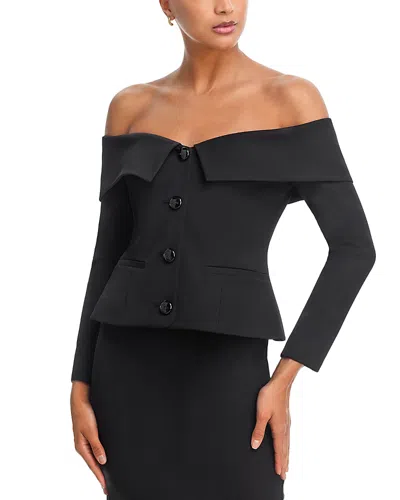 L'agence Ingrid Off Shoulder Crop Blazer In Black