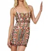 L'agence Inori Beaded Mini Dress In Coral Multi In Multi