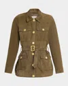 L'agence Ishani Belted Suede Jacket In Green