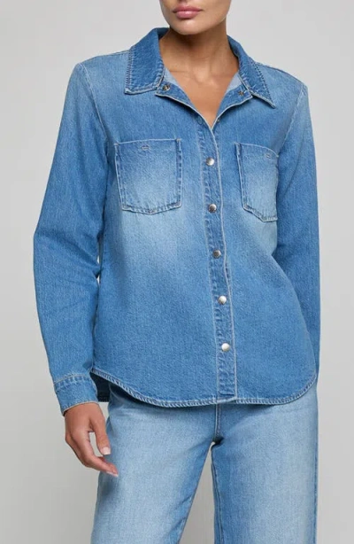 L'agence Isla Cotton Denim Snap-up Shirt In Blue