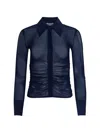 L'agence Isola Long Sleeve Mesh Button Down Midnight In Blue
