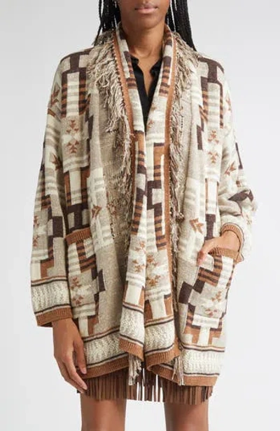 L'agence Jair Geo Pattern Fringe Cardigan In Multi