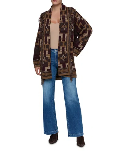 L'agence Jair Jacquard Fringe Cardigan In Brown